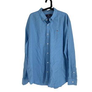 Vineyard Vines Mens XXL Whale Shirt Blue Linen Cotton Classic casual preppy